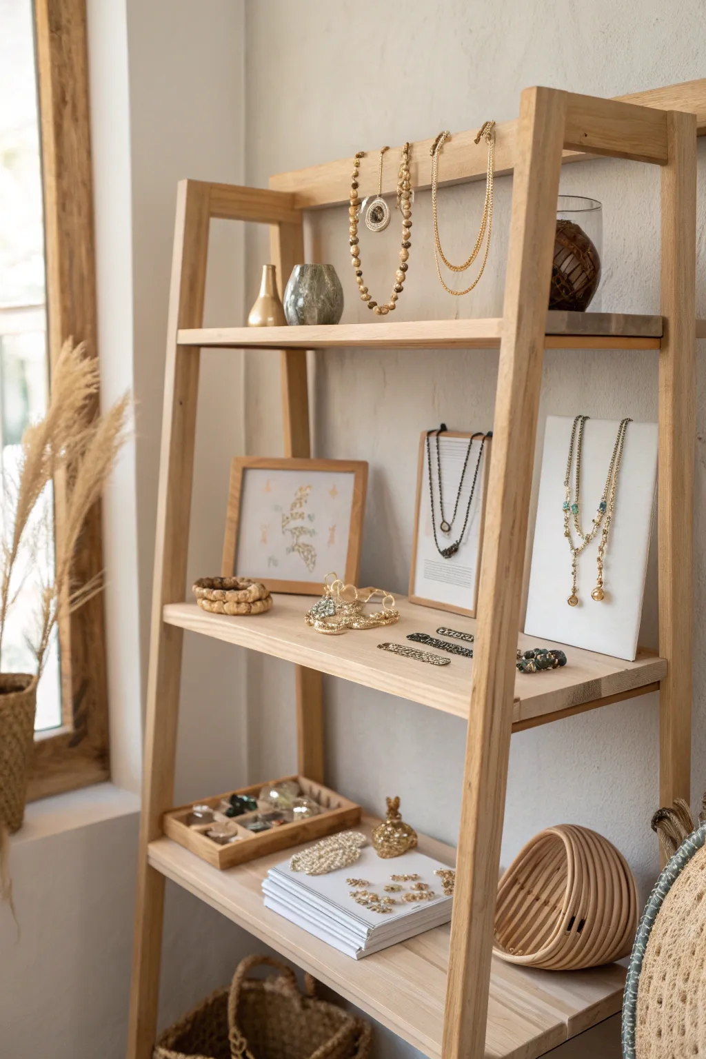 Turn your creations into decor with minimalist display shelves that celebrate the art of jewelry making.