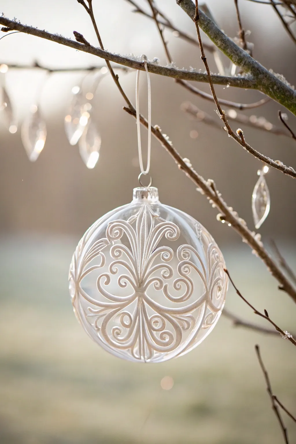 Discover the modern elegance of layered transparent ornaments.