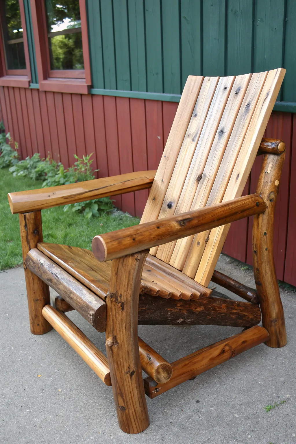 Relax in style with this beautifully crafted log lounge chair, where craftsmanship meets comfort.