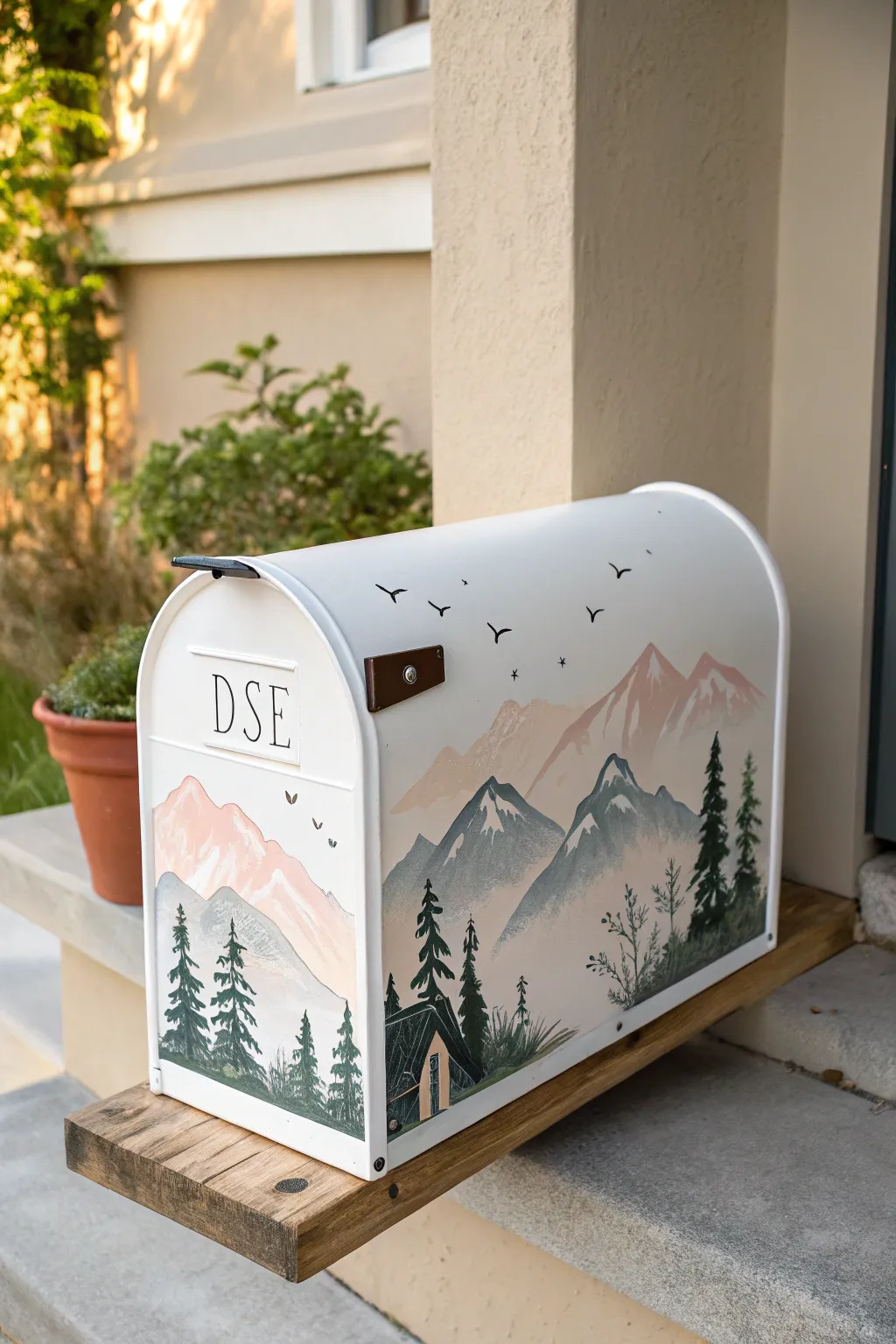 Transform your mailbox into a canvas of nature's beauty with elegant mountain silhouettes. Perfect for adding a touch of tranquility to your home exterior.