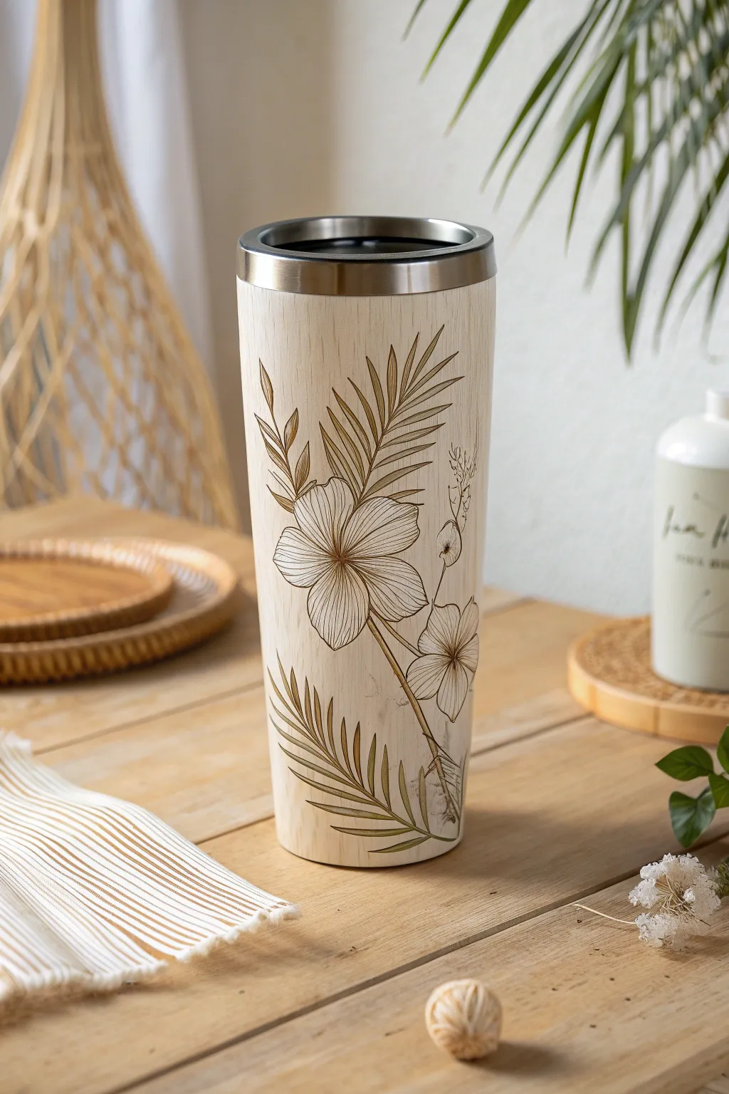 Sip in paradise with a touch of tropical elegance. 🌿🌺