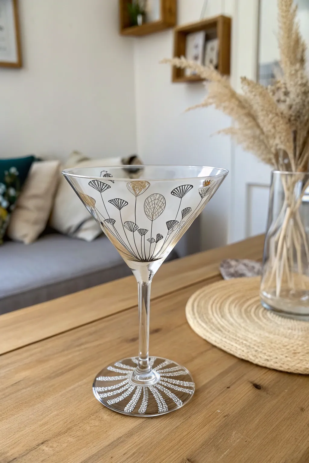 Embrace the art of inception with intricately illustrated martini glasses—where simplicity meets sophistication.