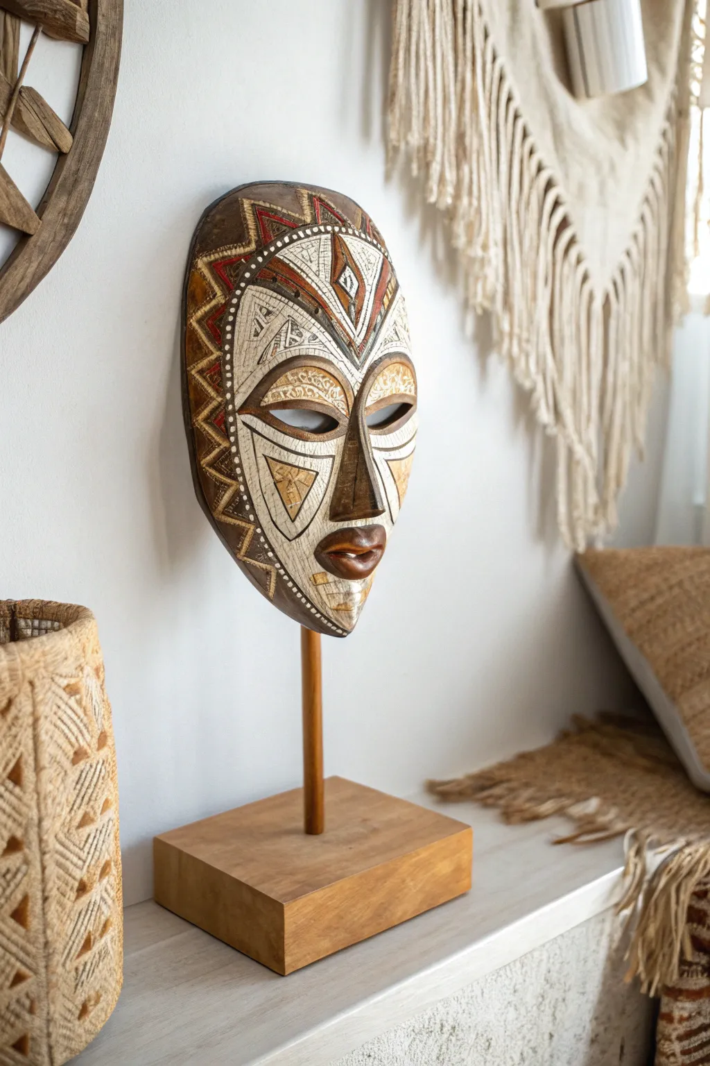 Celebrate the beauty of cultural heritage with a handcrafted mask that tells a story of diversity and tradition.