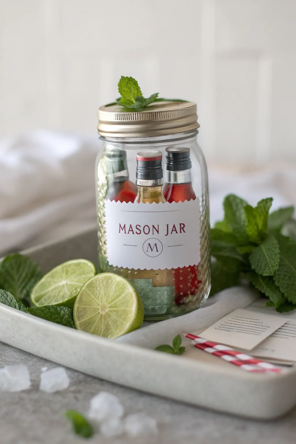 Elevate your gifting game with this chic DIY cocktail kit in a mason jar — the perfect blend of style and flavor!