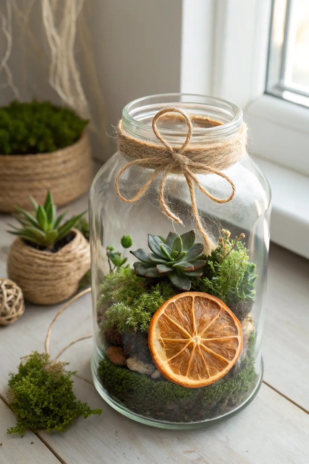 Add a zesty twist to your space with a citrus-inspired mason jar terrarium!
