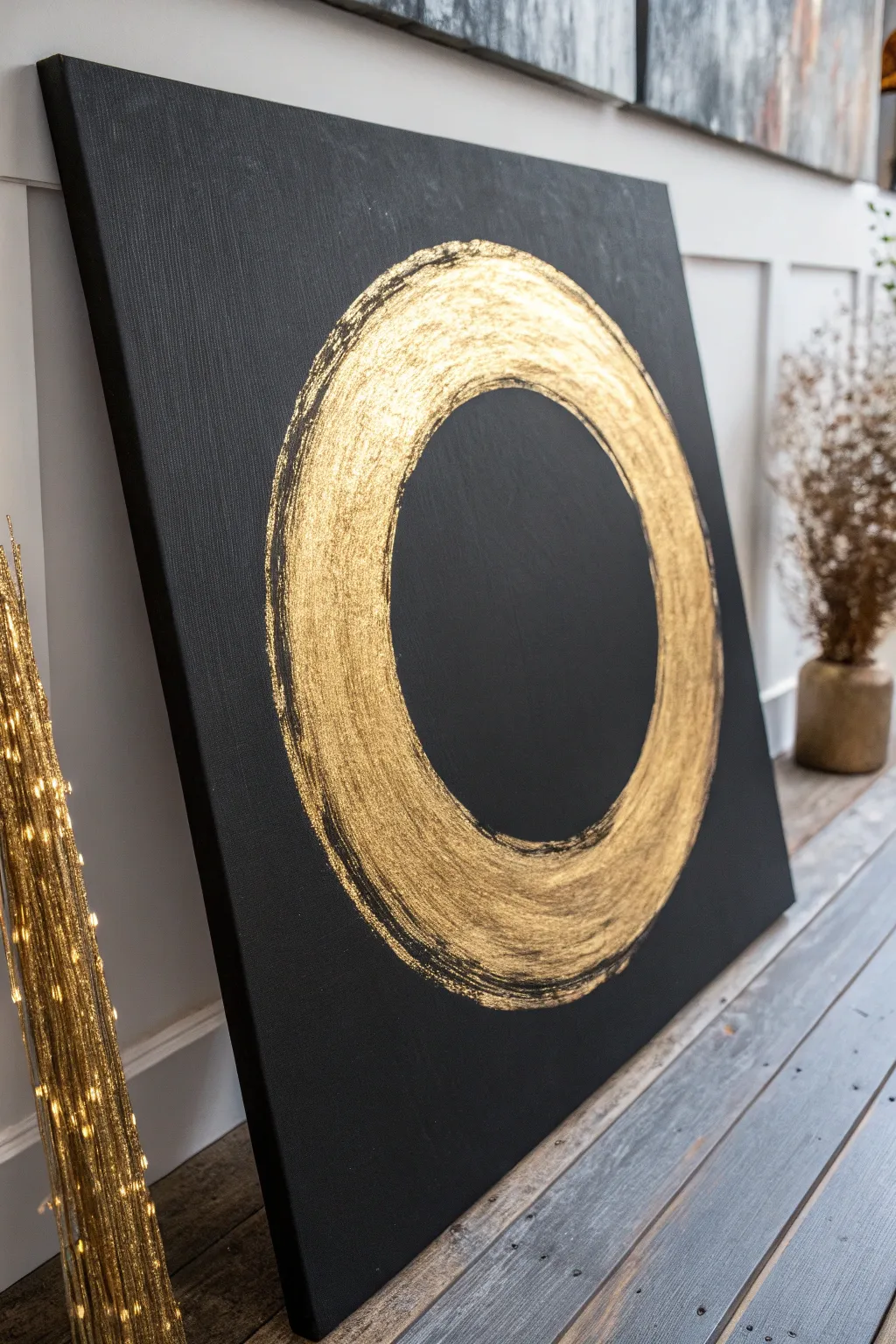 Embrace the allure of minimalism with this striking metallic circle masterpiece.