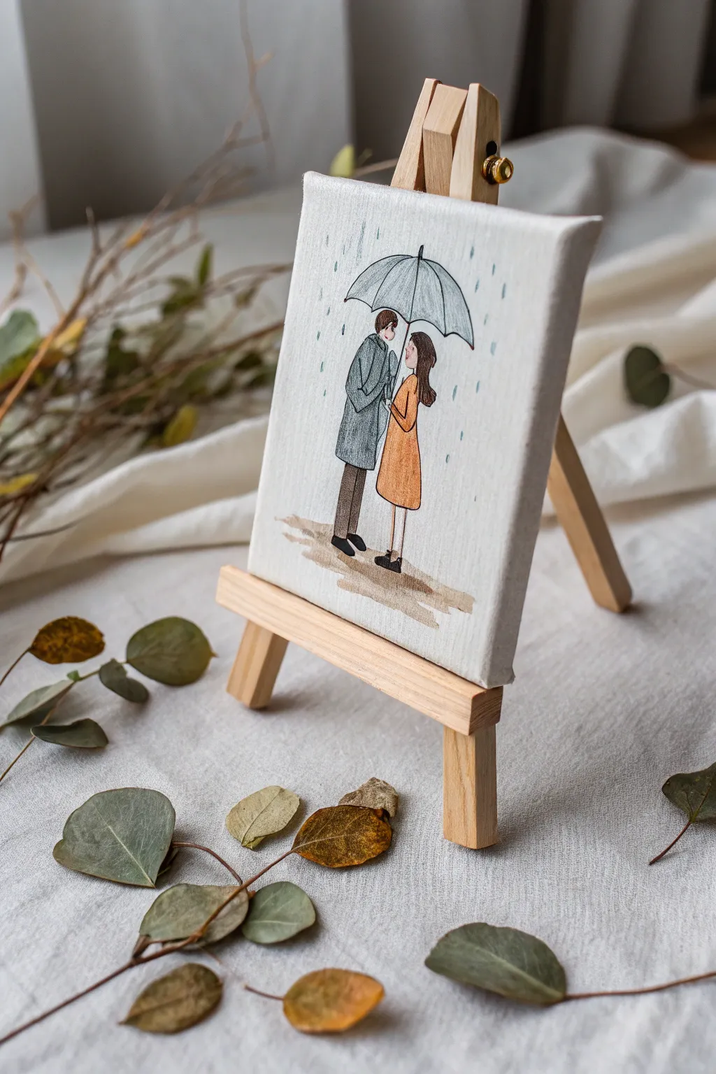 Capture the romance of a rainy day with minimalist elegance.
