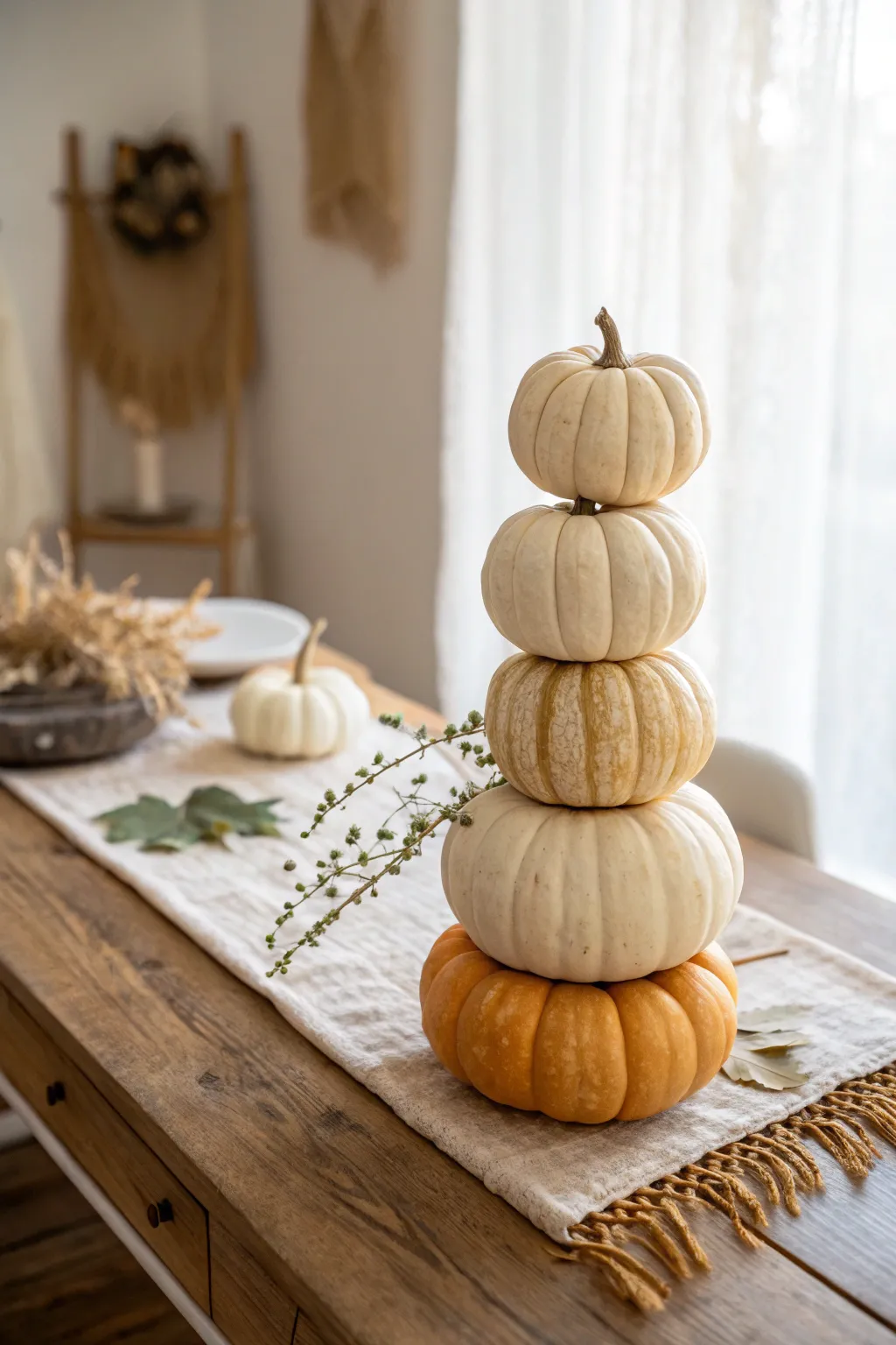 Elevate your decor with a charming pumpkin stack totem — simple, natural beauty for your table.