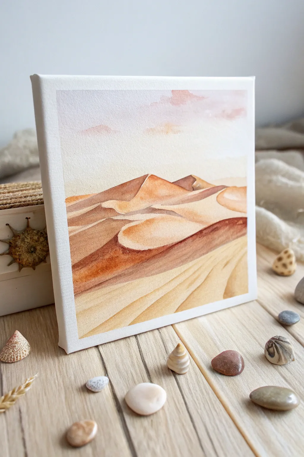 Embrace the tranquility of the desert with these mini watercolor dunes, where simplicity meets natural elegance.