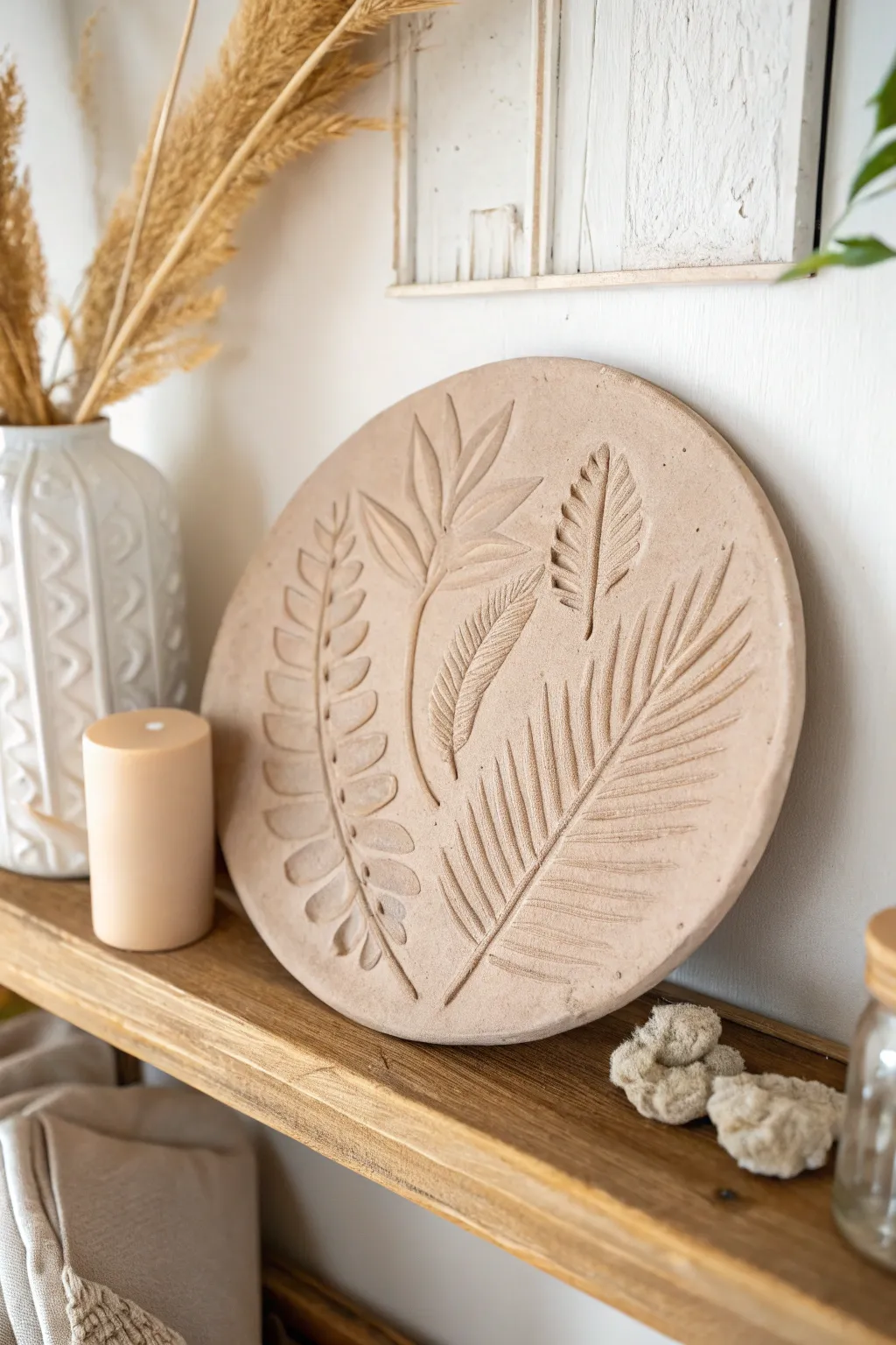 Elevate your space with the subtle elegance of imprinted clay designs, where nature meets minimalism.