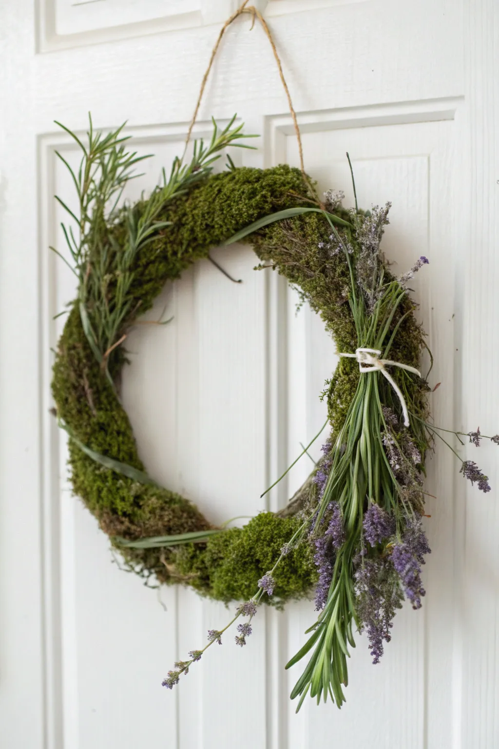 Embrace tranquility with a handcrafted moss wreath infused with natural herbs.