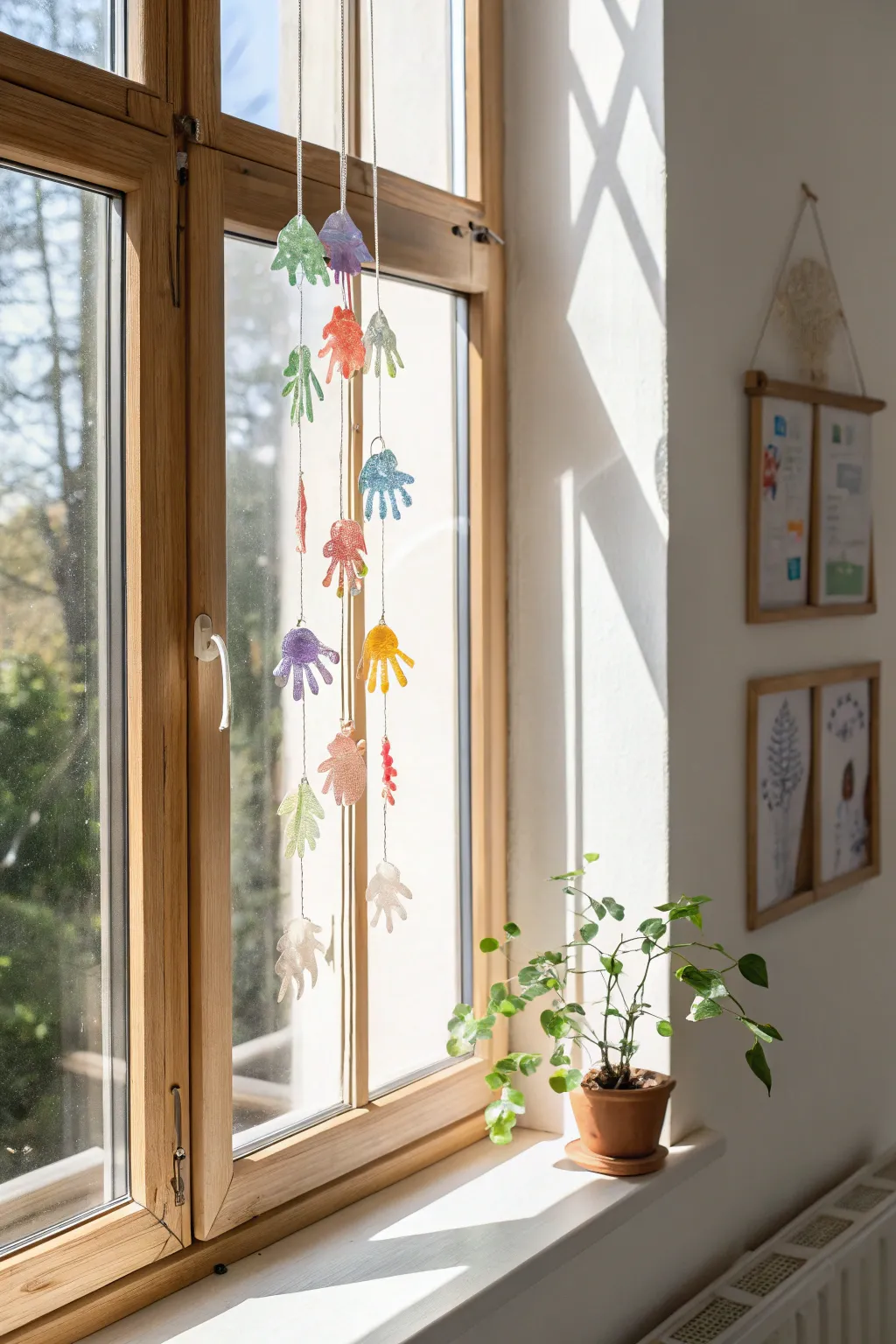 Capture the warmth of a child’s touch with this charming handprint sun catcher, perfect for brightening up any space.