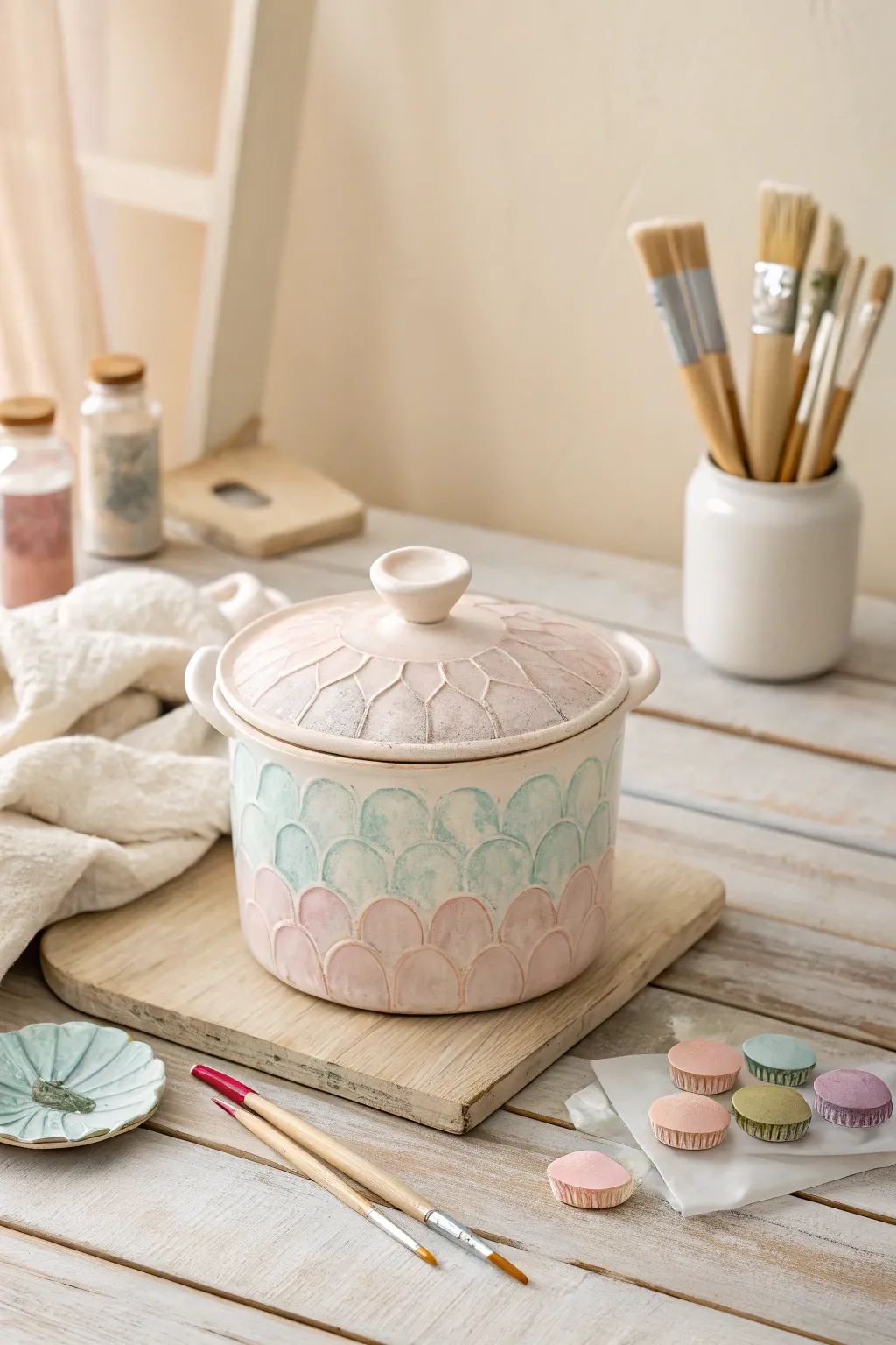 Crafted with love: A personalized pot holder painted by little hands, perfect for a Mother's Day surprise!