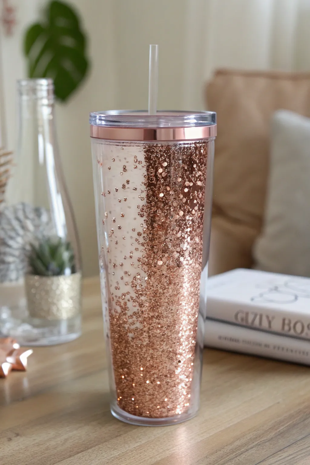 Captivate with Craftsmanship: This enchanting floating glitter tumbler is the perfect blend of simplicity and sparkle for a memorable Mother's Day gift.