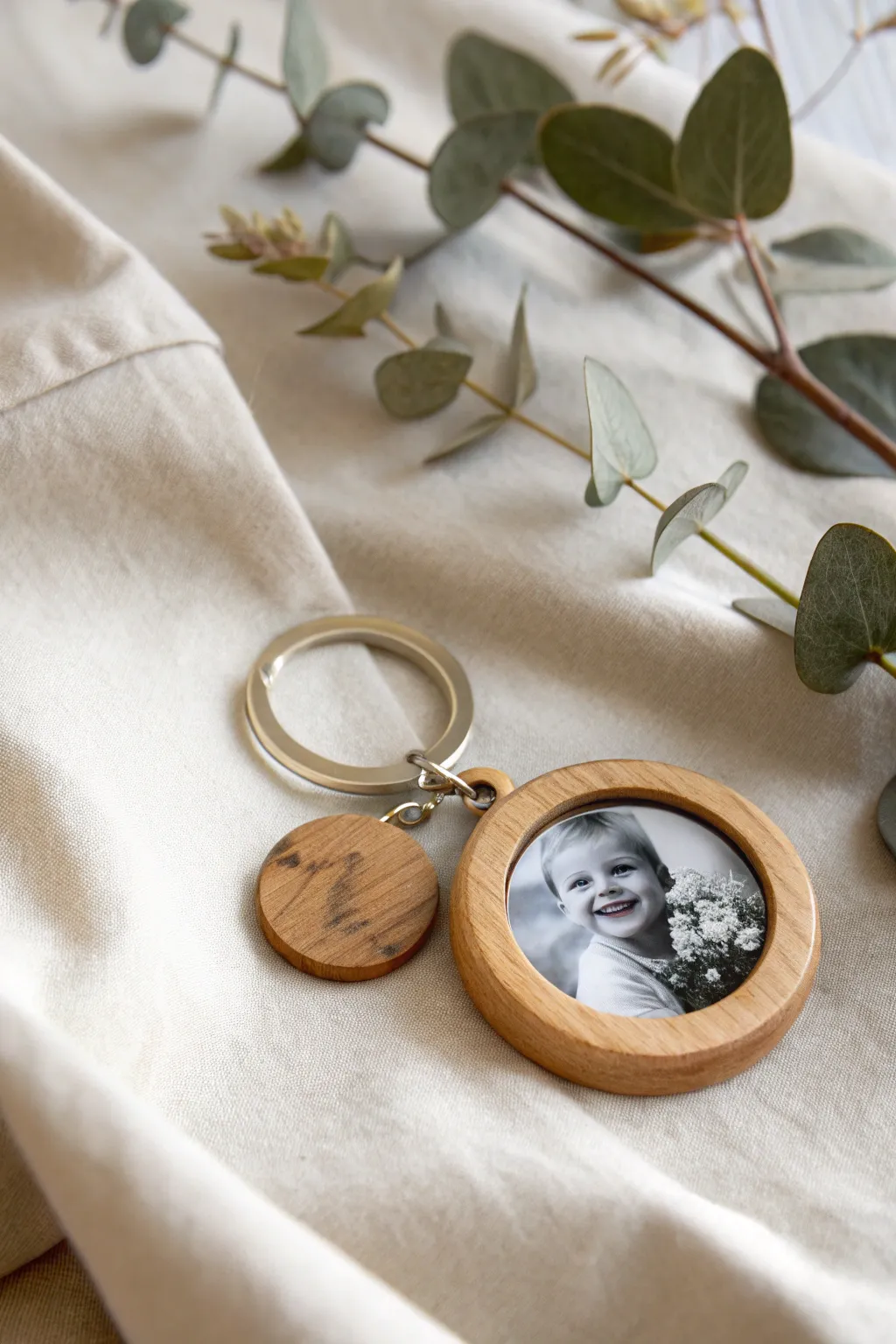 Cherish every moment: A lovingly crafted photo keychain, blending simplicity and beauty for Mother's Day.