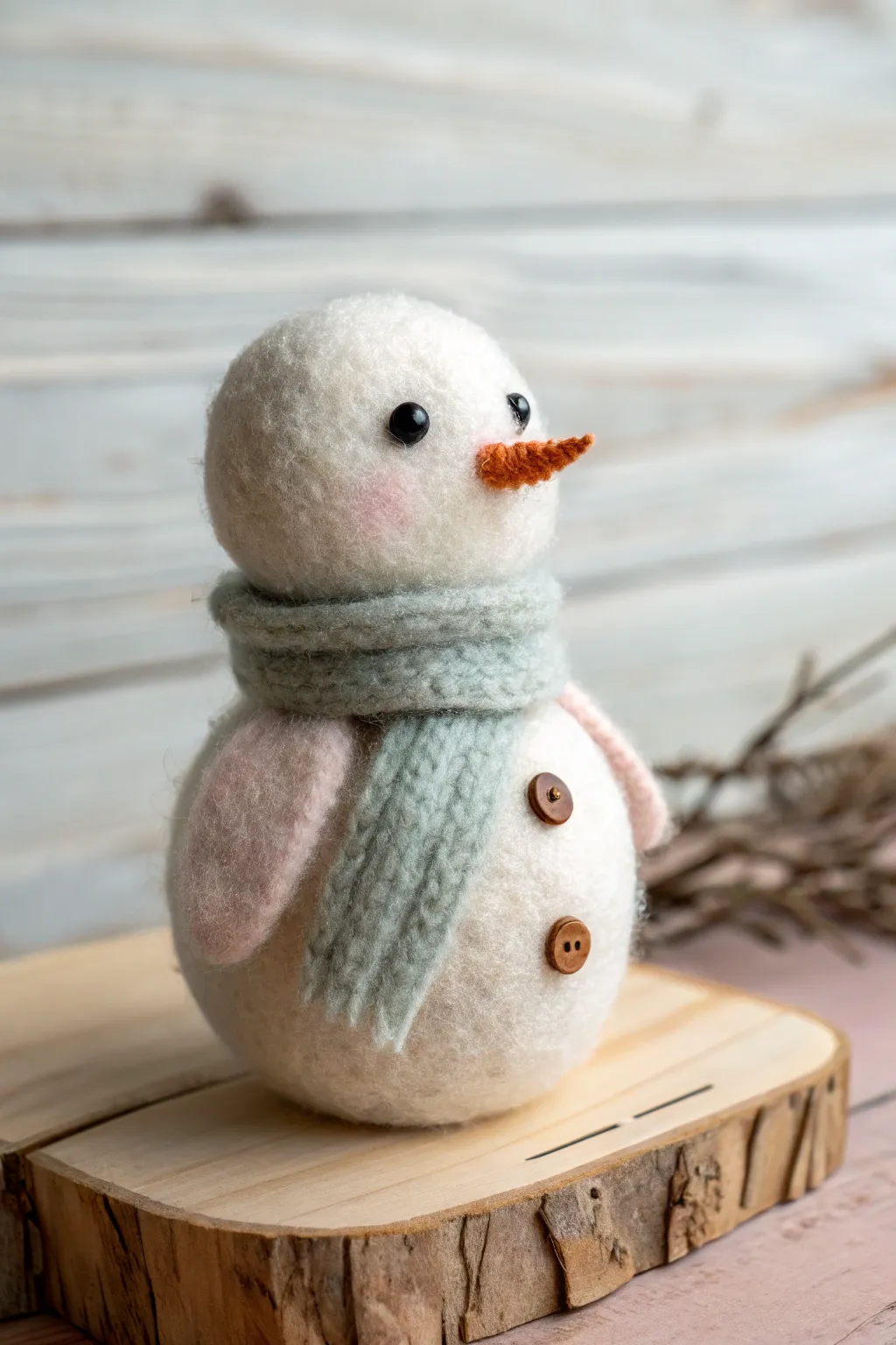 Embrace the cozy charm of winter with a handcrafted needle felted snowman.