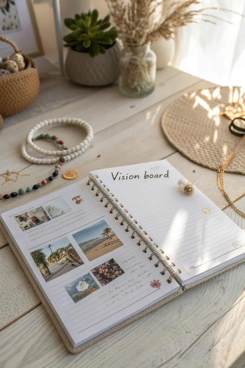 Carry your dreams with you: a vision board nestled within your notebook.