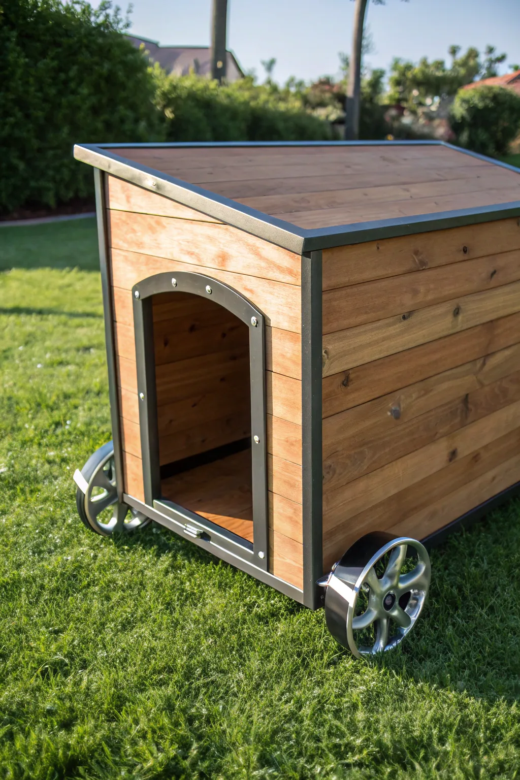 Revolutionize your pet's space with this beautifully crafted movable kennel on wheels – style meets functionality!