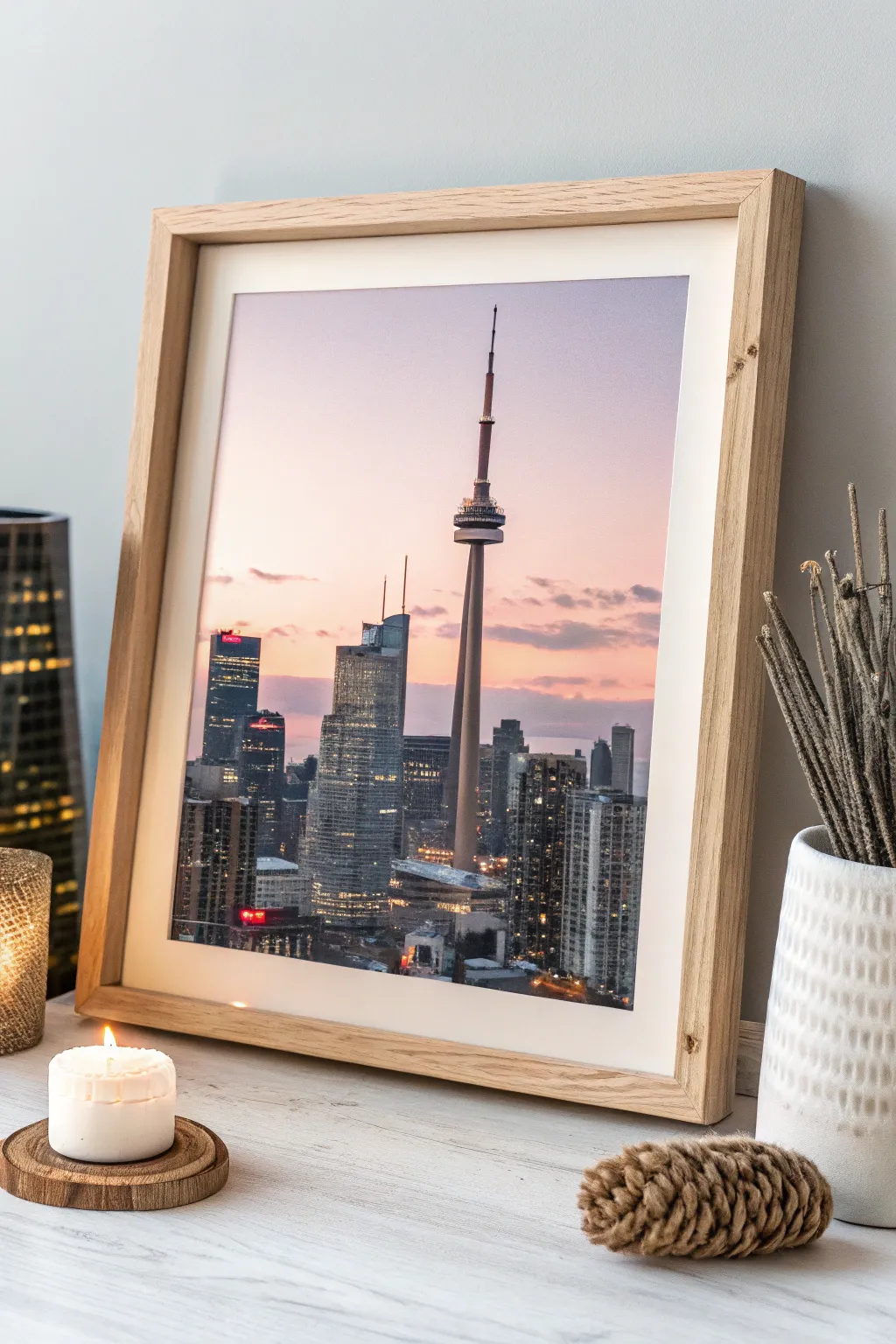 Capture the magic of city skylines with this chic and minimalist oil pastel artwork, perfect for adding a modern touch to your space.