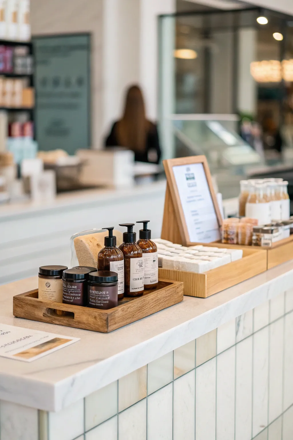 Simple and tidy counter display.