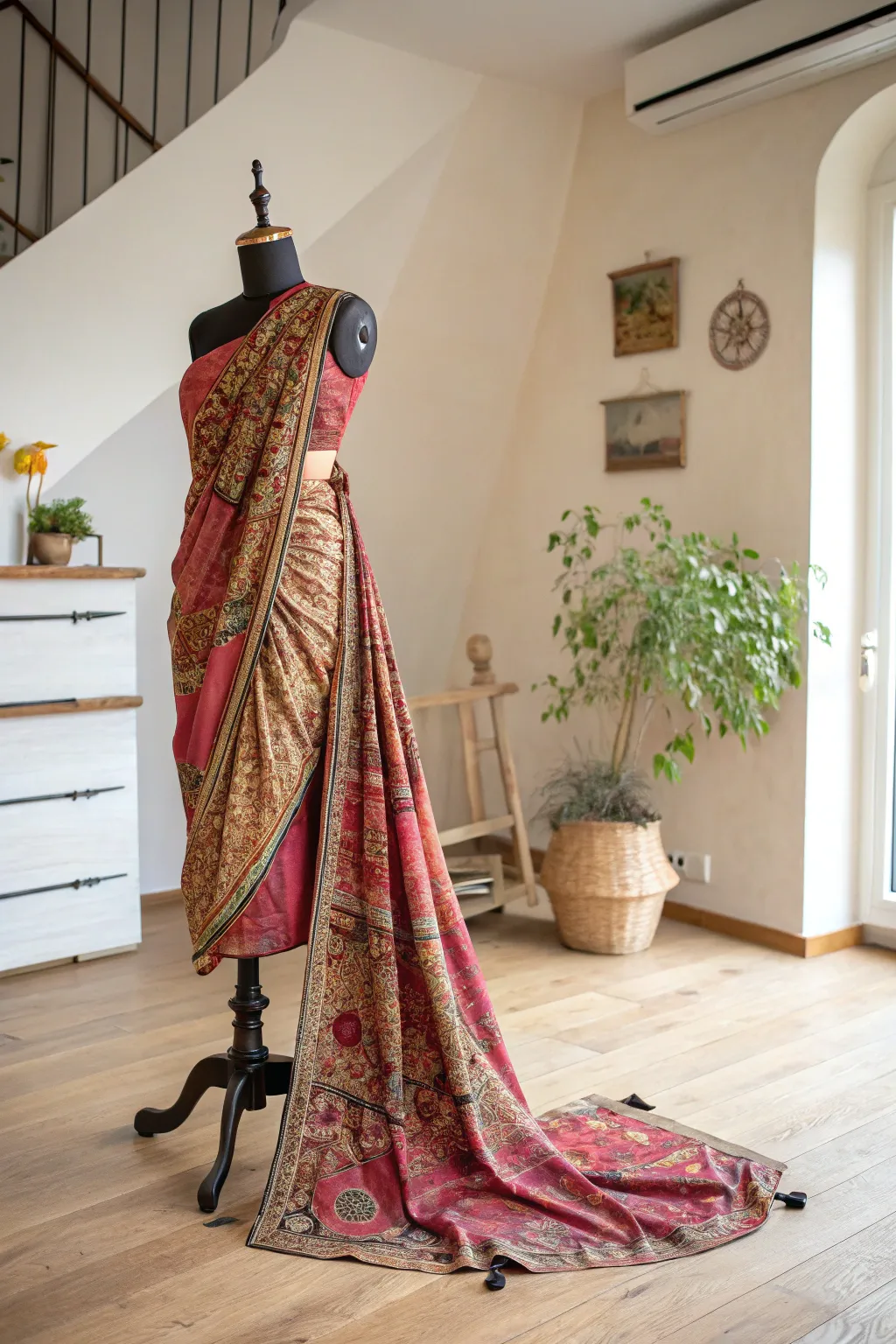 Effortless elegance: Transform vintage saree fabric into a chic draped cocktail dress.