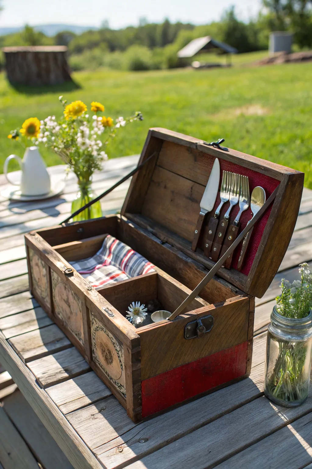 Transform tradition into style with this rustic picnic caddy—your ideal companion for summer dining!
