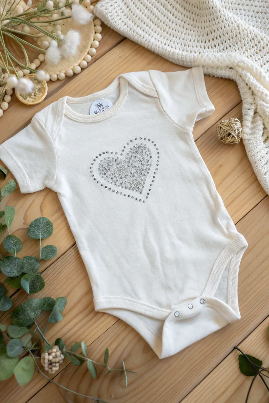 Add a touch of glamour to your little one's wardrobe with a sparkling heart onesie—where simplicity meets dazzling elegance.