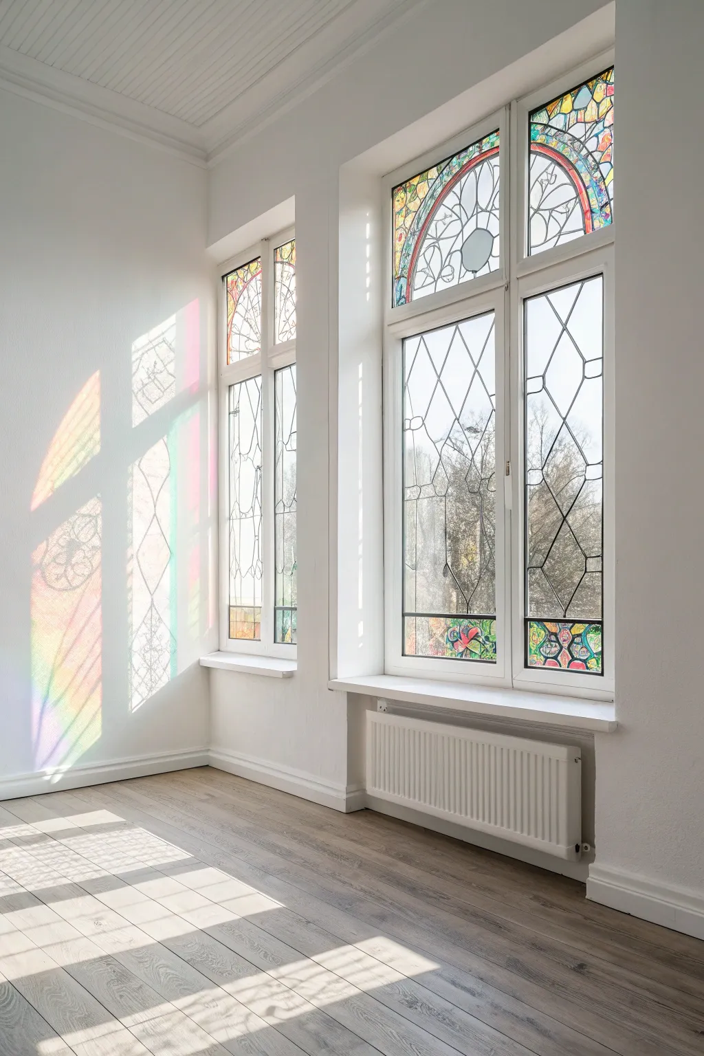 Elevate your outdoor space with a stunning faux stained glass window. Let the sun illuminate your creativity.