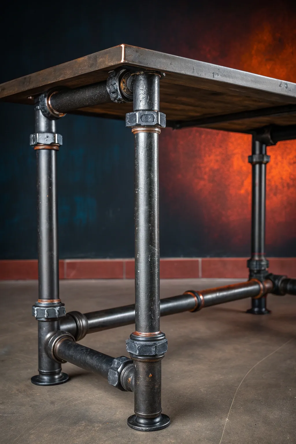 Elevate your outdoor space with the rugged charm of an industrial pipe table base.