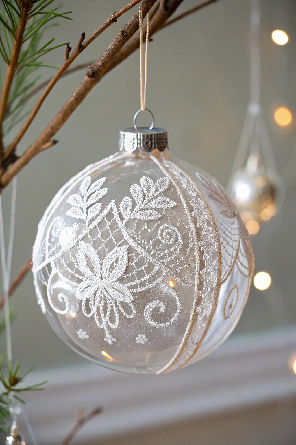 Delicate Elegance: Transform your ornaments with exquisite lace patterns for a touch of timeless beauty.