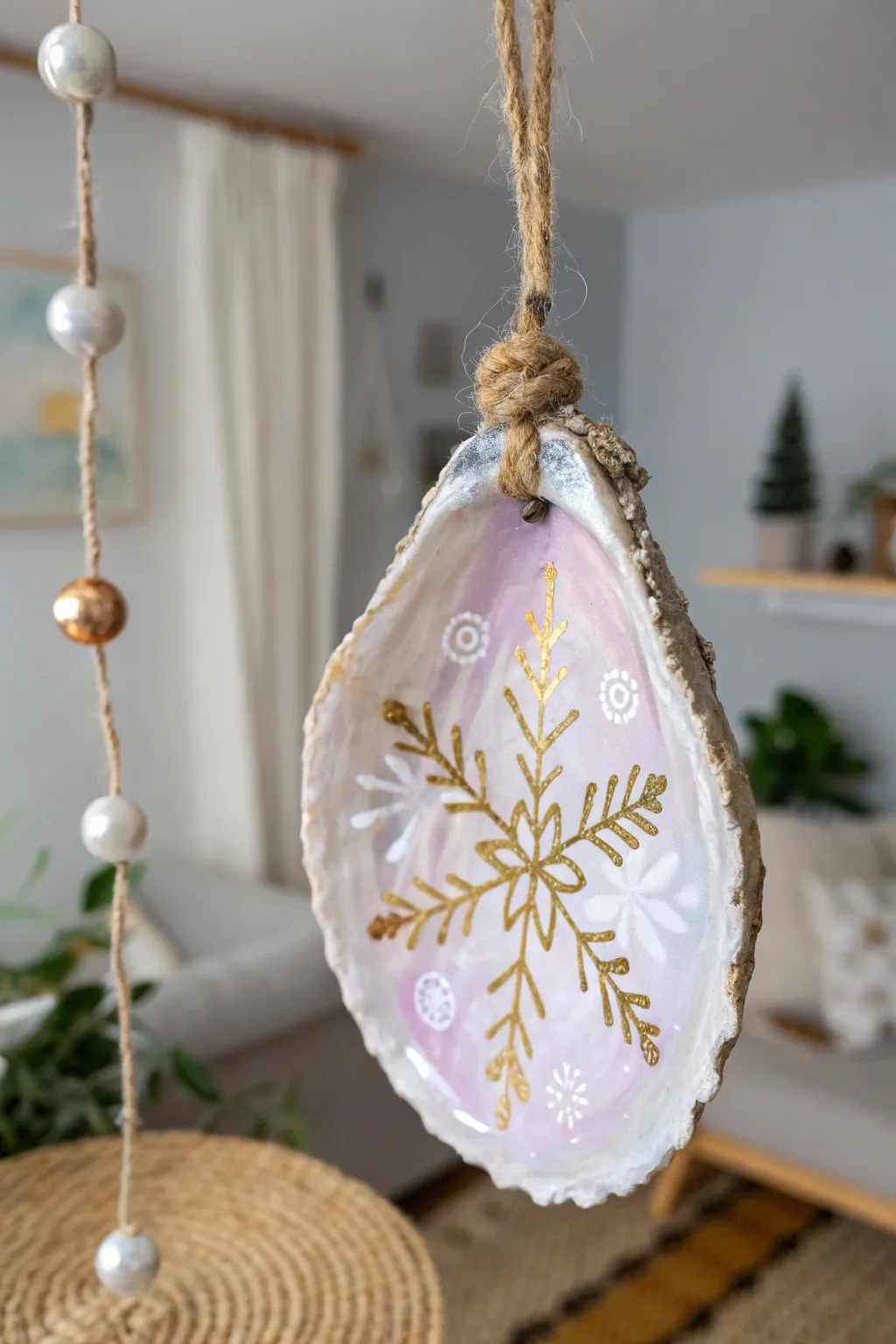 Add a coastal charm to your Christmas tree with these exquisite painted oyster shell ornaments. 🎄✨