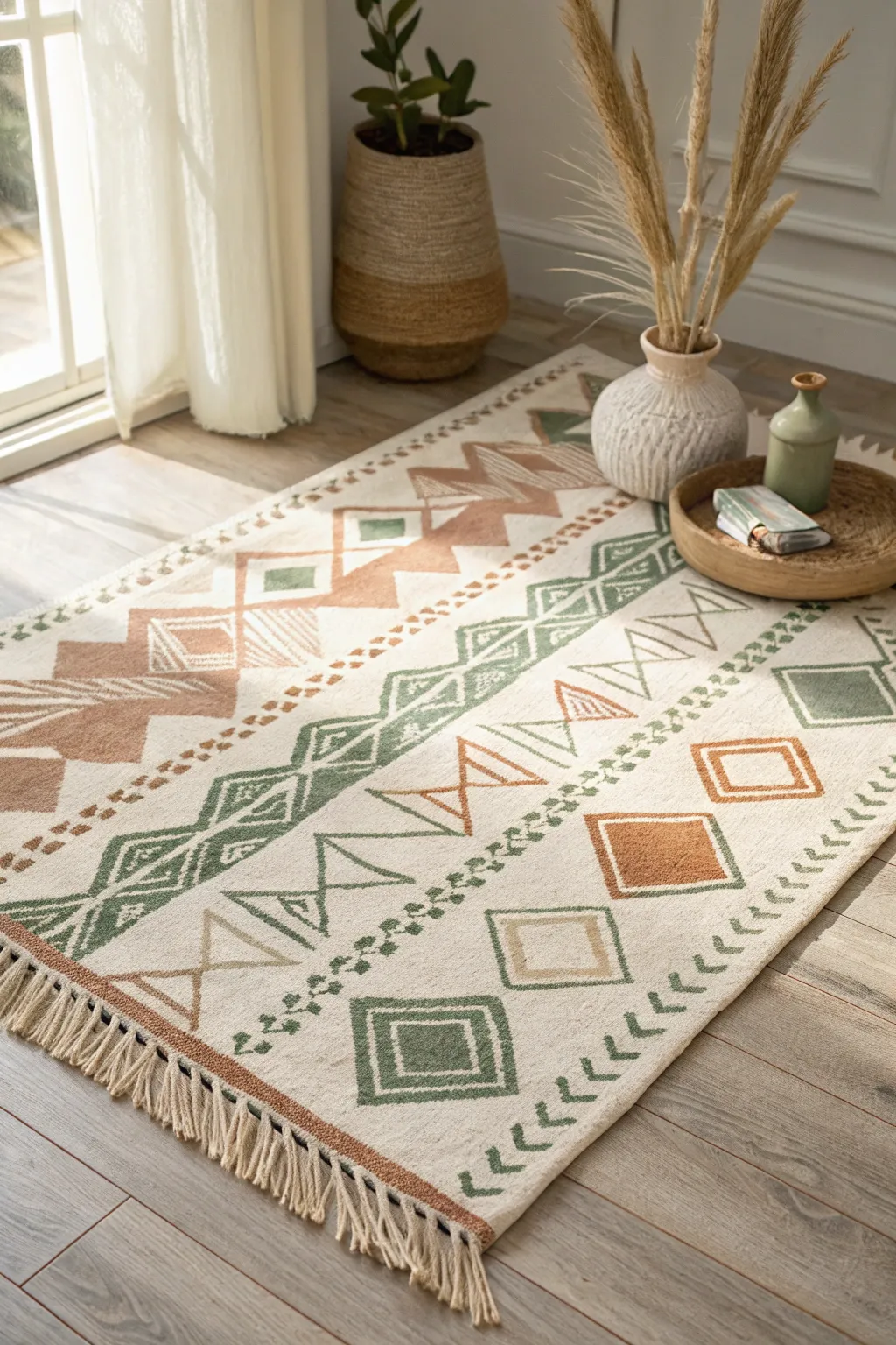 Transform your space with a touch of creativity: Discover how a painted rug can bring warmth and personality to your home.