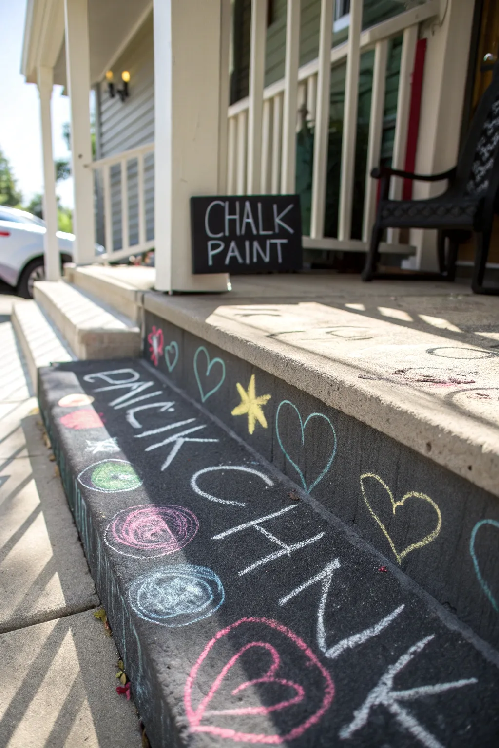 Transform your porch with chalkboard paint for endless creative fun!
