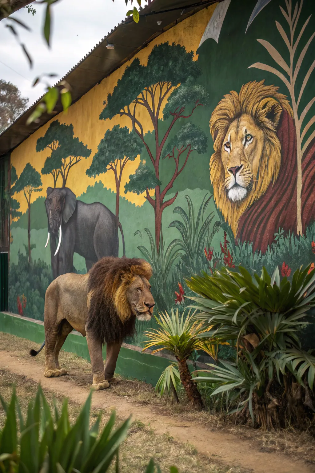 Unleash the wild spirit: a jungle safari mural that roars with color and craftsmanship.
