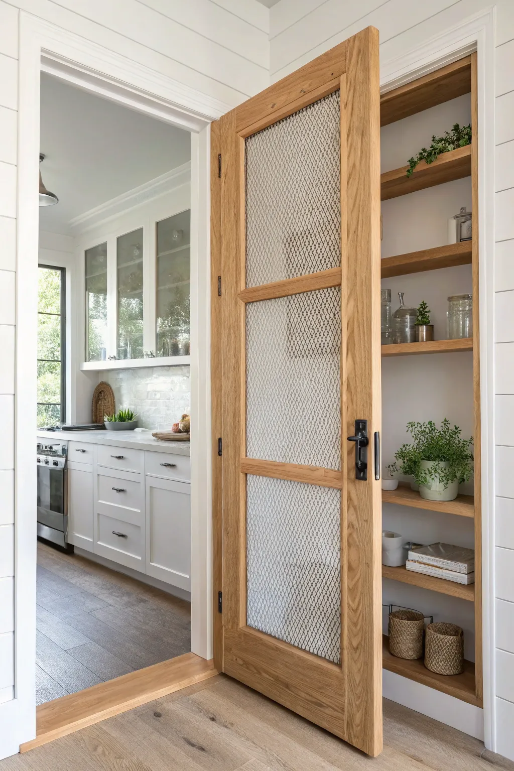 Keep your furry friends safe and stylish with this charming pet-resistant pantry screen door!