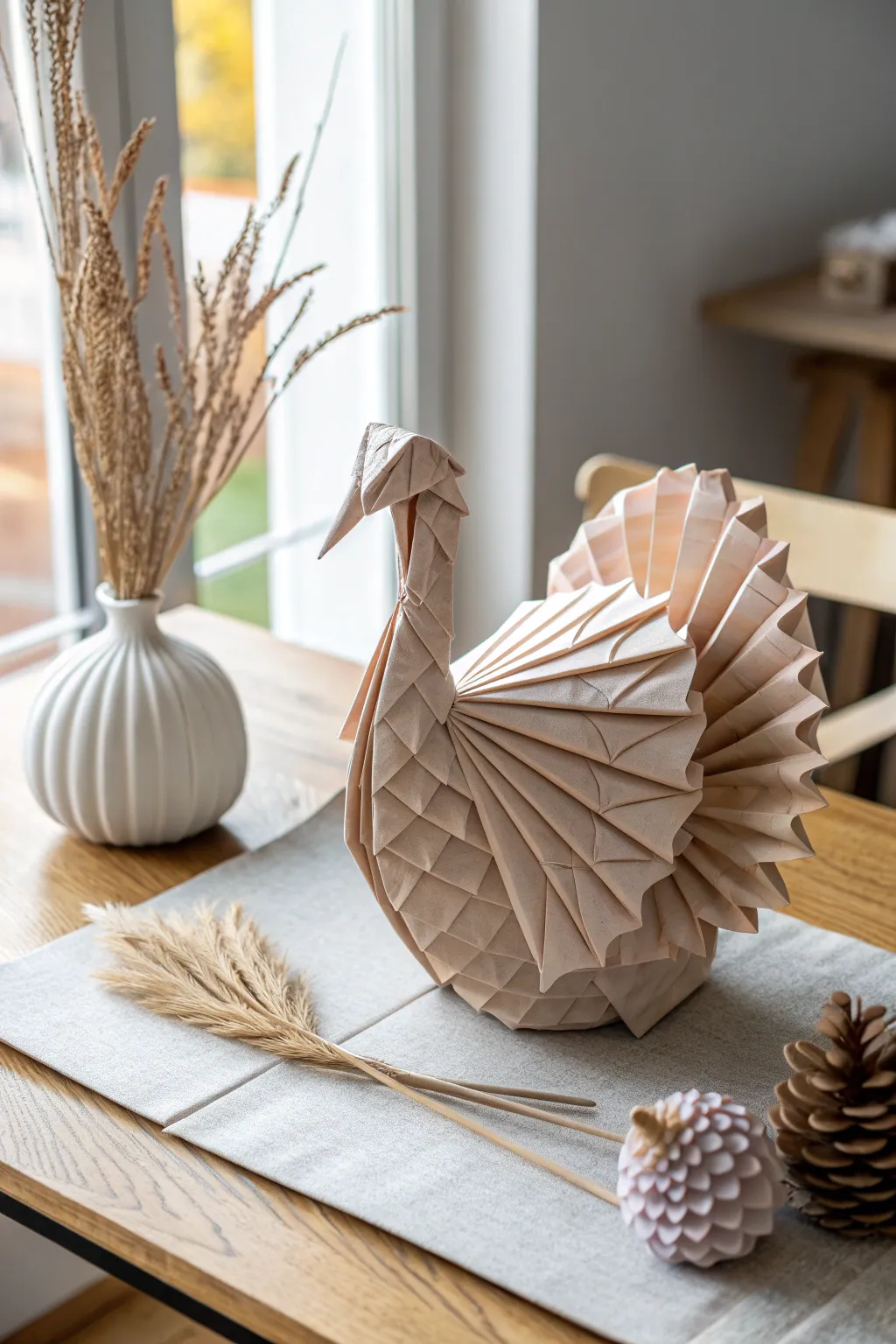 Embrace the art of simplicity with this stunning origami turkey, where minimalism meets natural beauty.