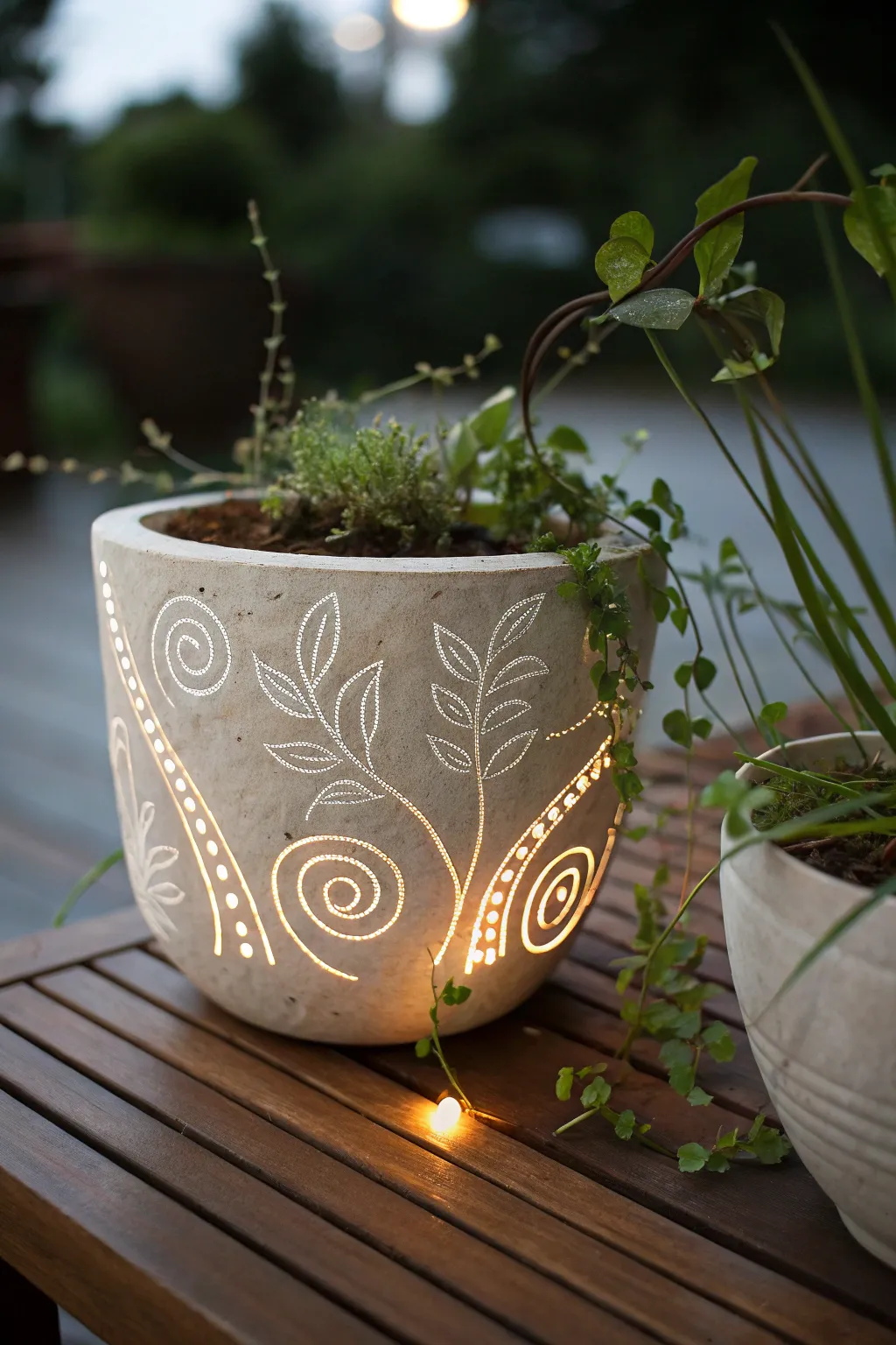 Add a touch of magic to your garden with a glow-in-the-dark clay planter, perfect for evening enchantment.
