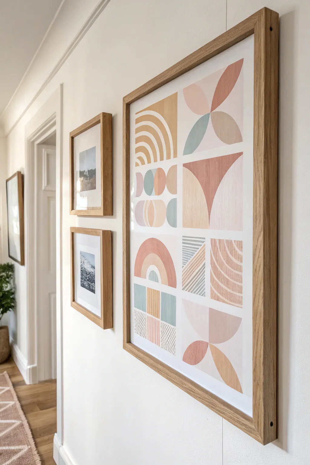 Elevate your gallery wall with an abstract art photo collage that speaks volumes in simplicity and style.