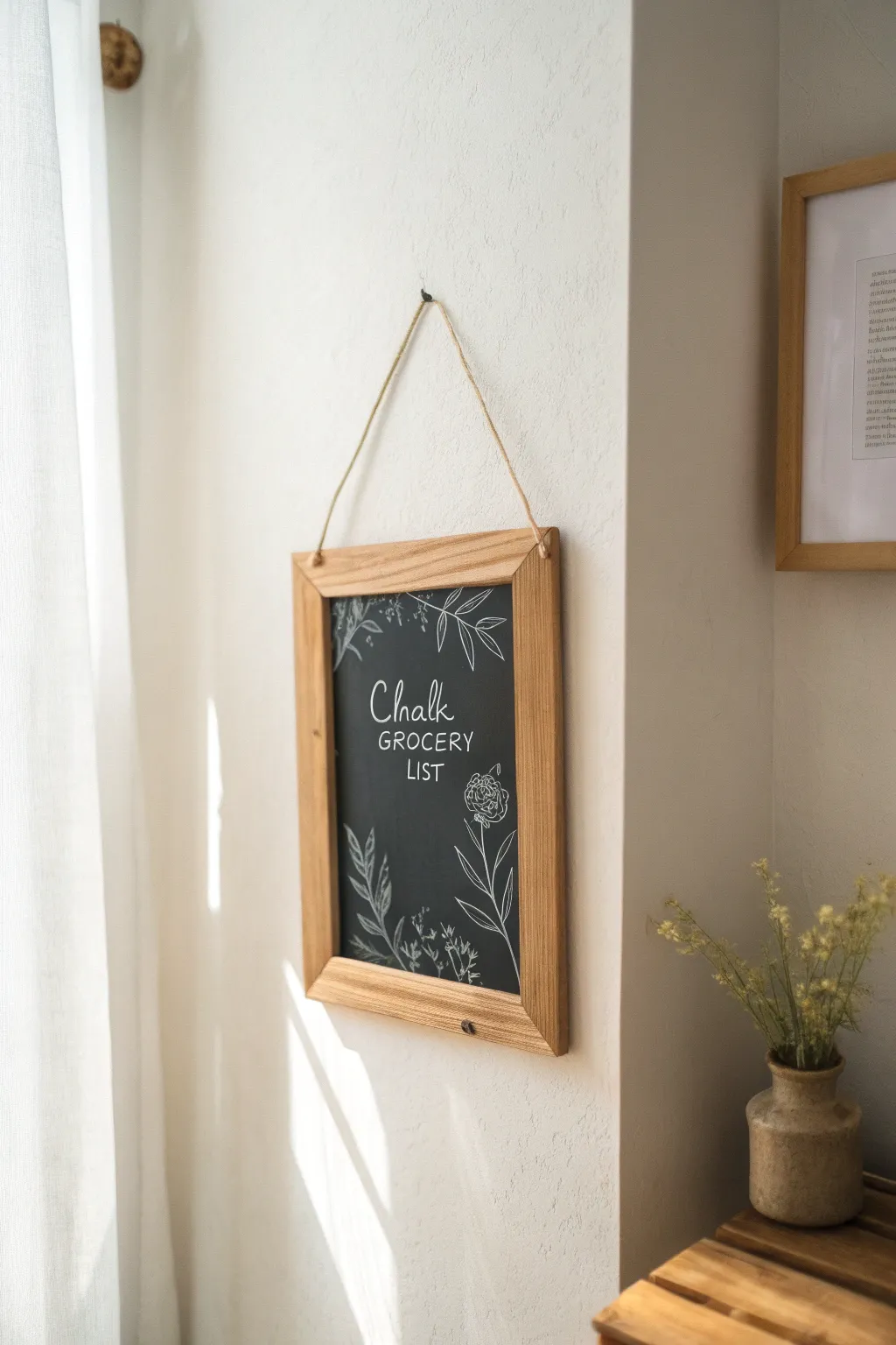 Elevate your kitchen with a charming chalkboard frame—perfect for lists and doodles!