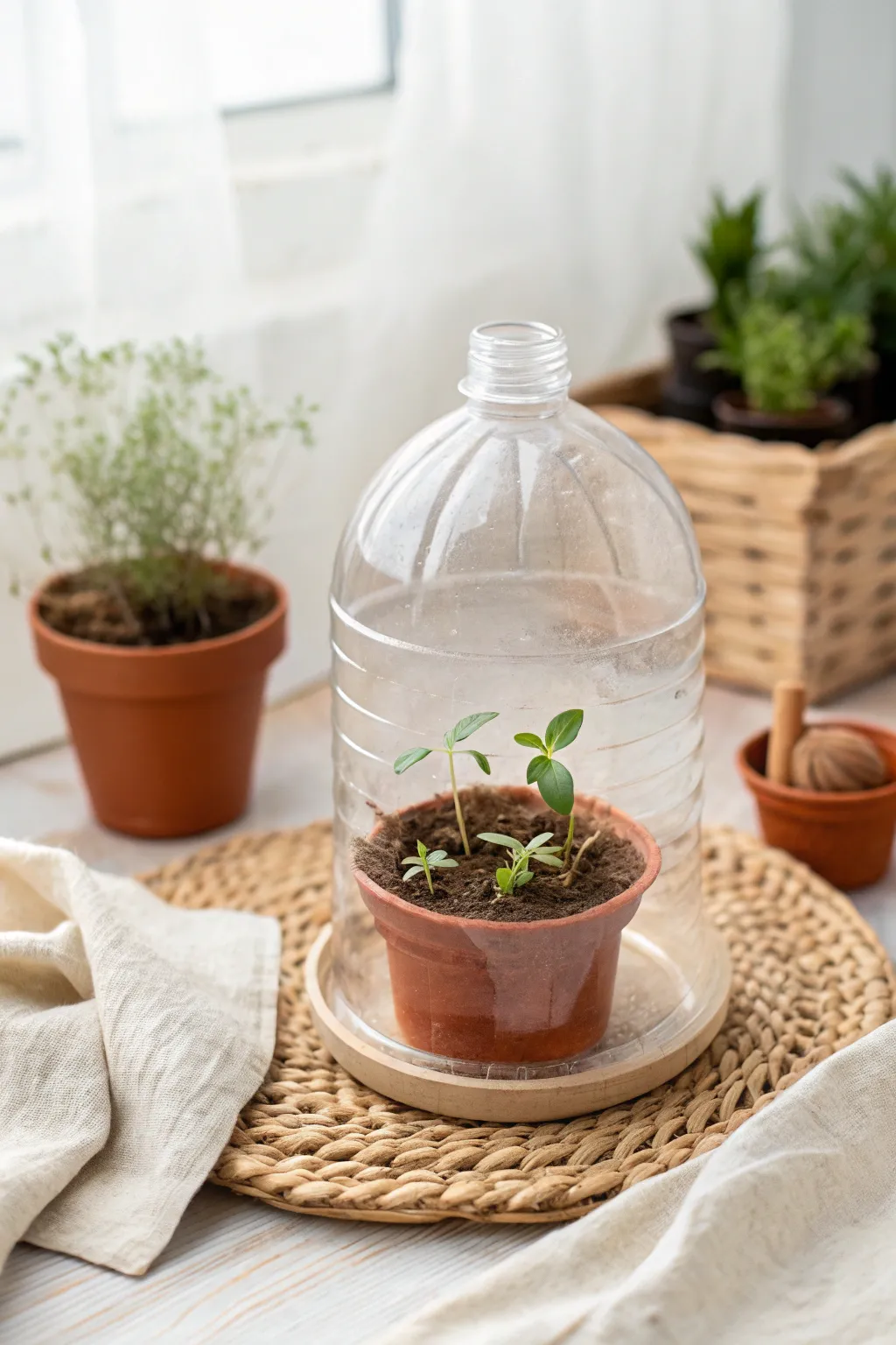 Nurture your seedlings with style: DIY mini greenhouses from plastic bottles.