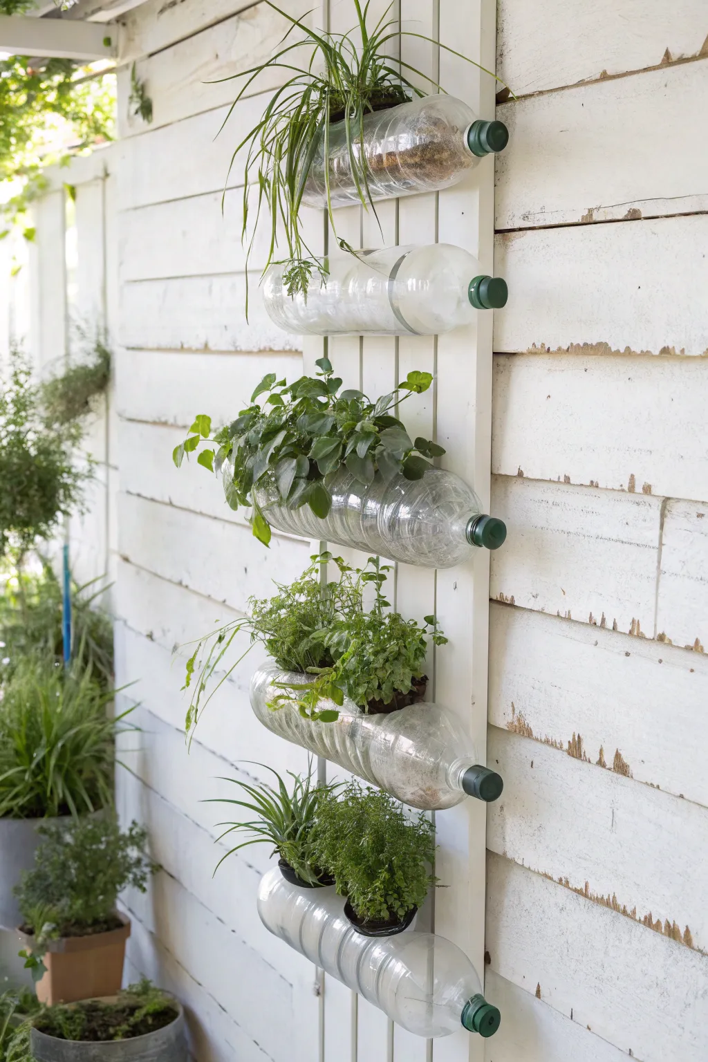 Transform your space with a chic DIY hanging garden using upcycled plastic bottles. Perfect for adding a touch of green elegance to any room!