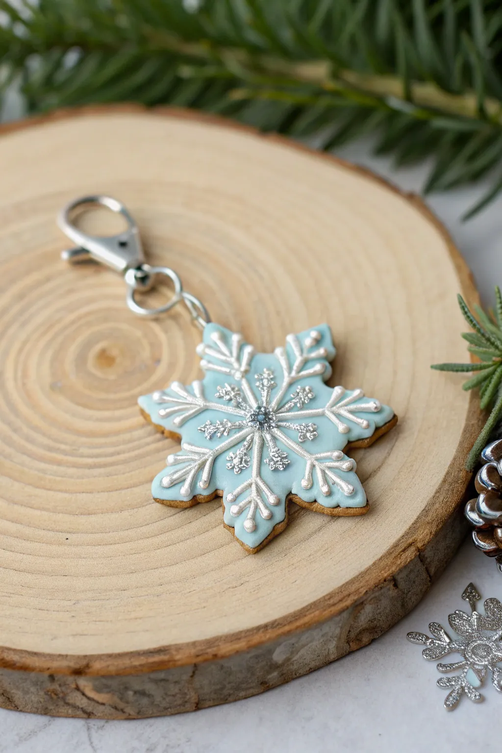 Celebrate the season with handcrafted elegance: a delicate snowflake charm that captures winter's magic.