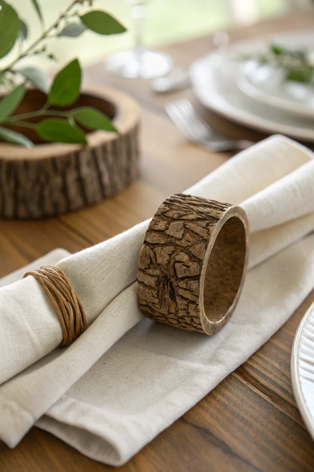 Bring the outdoors in with these beautifully textured polymer clay napkin rings.