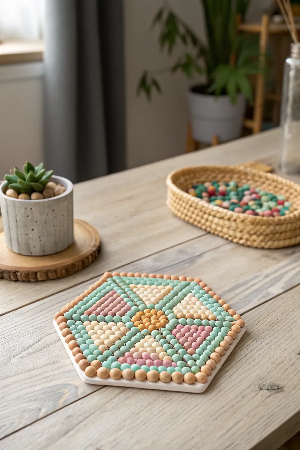 Elevate your decor with DIY beaded coasters that blend minimalism and artistry.