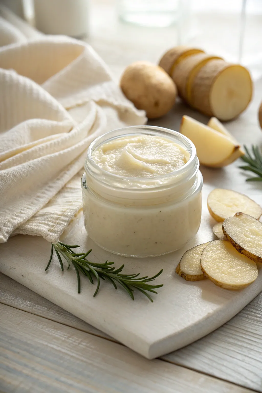 Indulge in the natural beauty of a potato face mask, where simplicity meets rejuvenation.