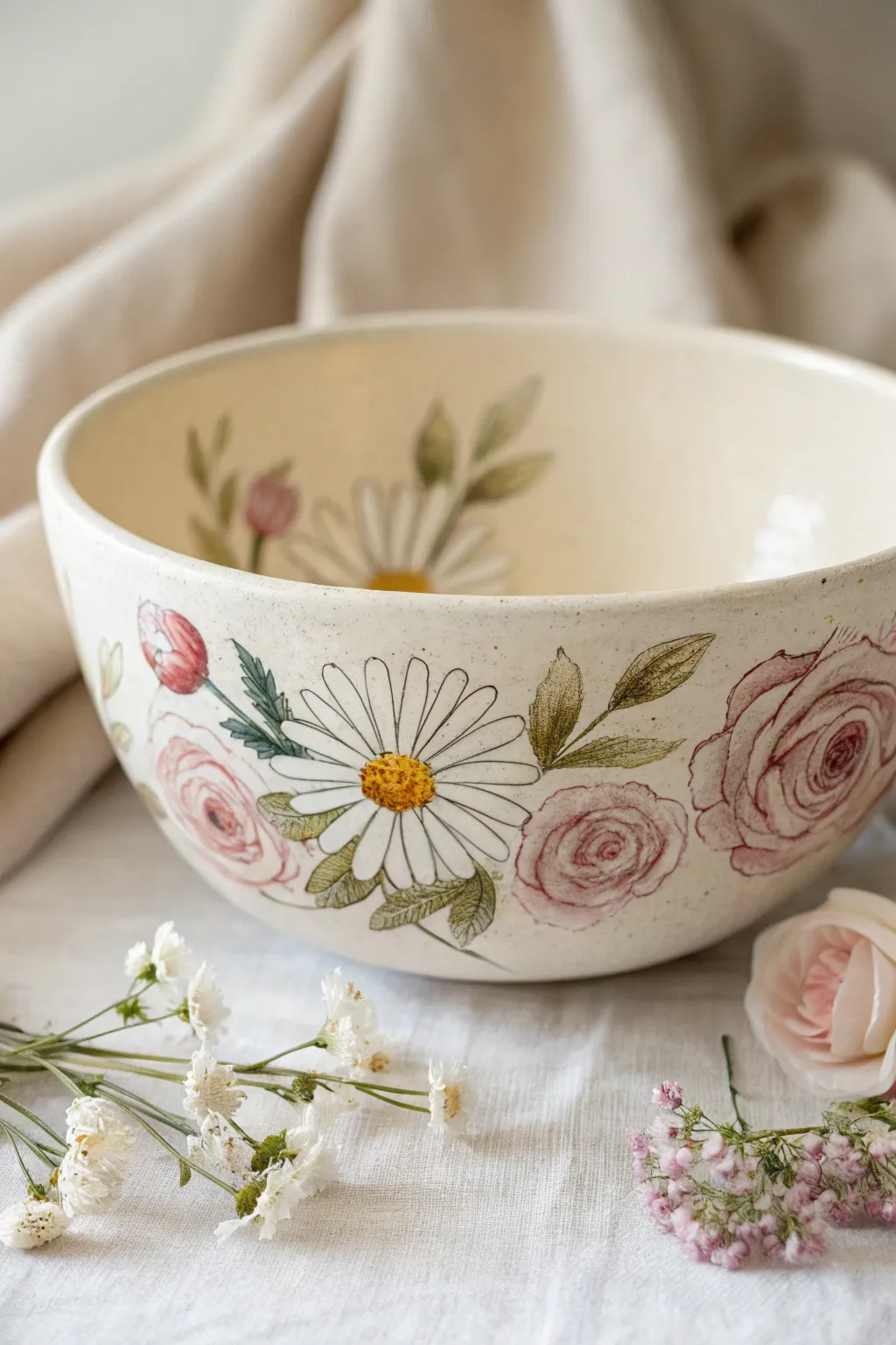 Embrace the beauty of simplicity with floral-inspired pottery.