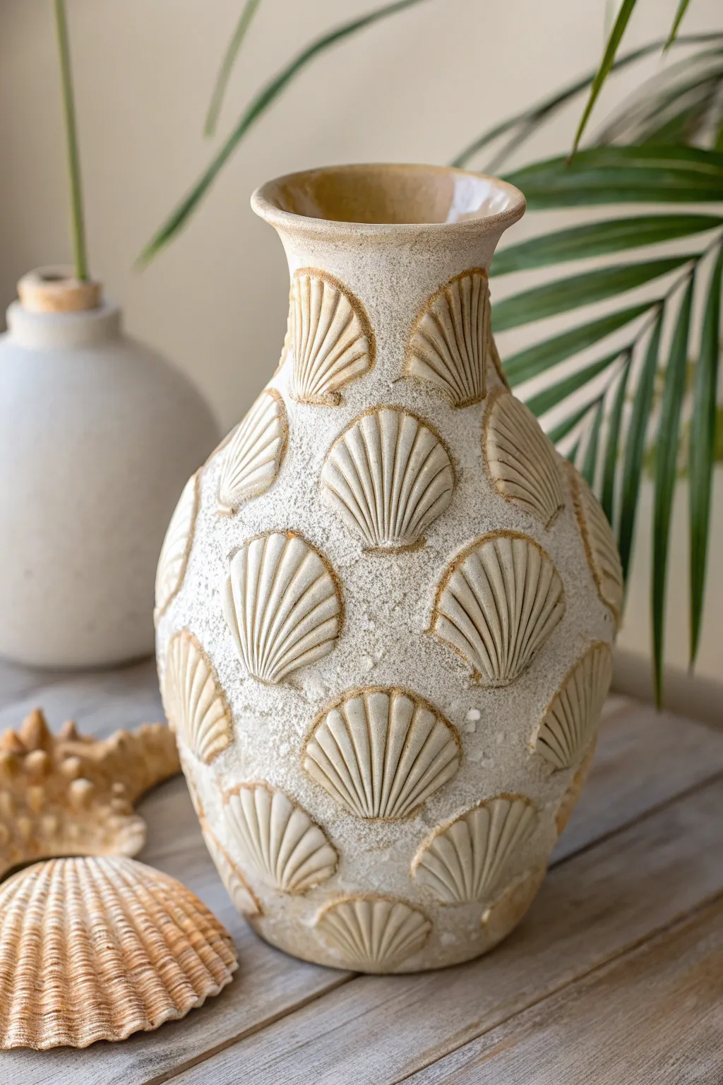 Capture the essence of the seaside with this stunning seashell-textured pottery, bringing the tranquility of the beach into your home.