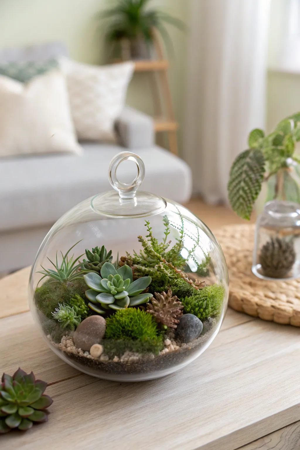 Create your own green oasis with DIY terrariums—nature's art in a glass orb.