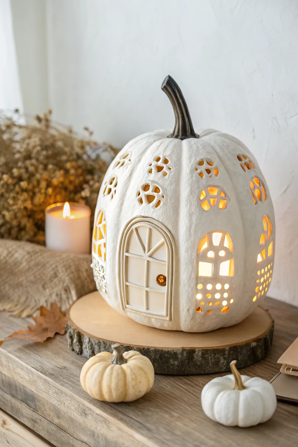 Illuminate your autumn evenings with a charming pumpkin lantern, where simplicity meets elegance.