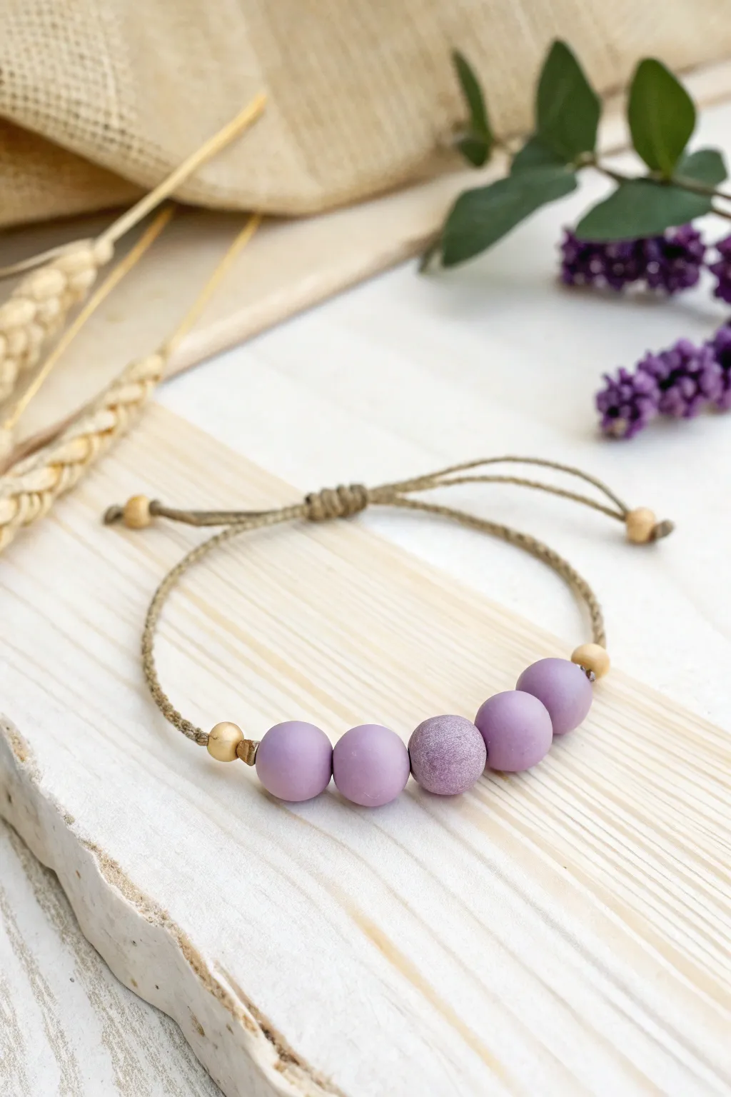 Embrace minimalist elegance with this handcrafted purple clay bead bracelet, perfect for everyday sophistication.
